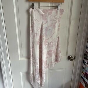 Floral Asymmetrical Skirt in Pink and White